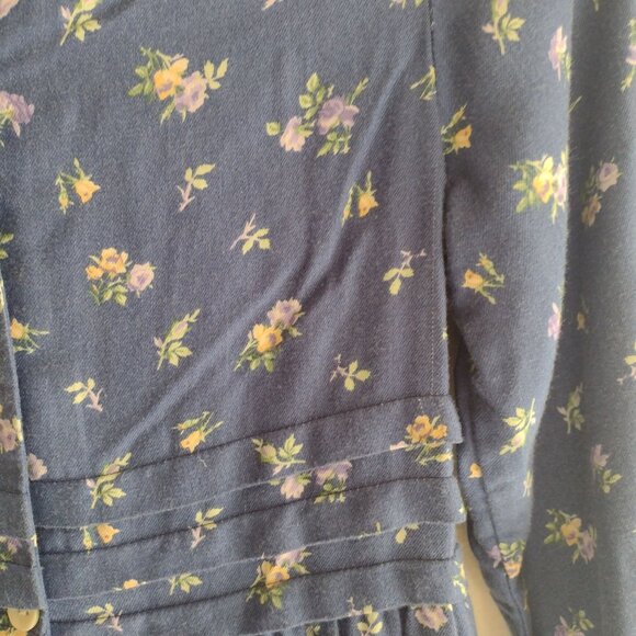 Laura Ashley Girls Blue Floral Dress Sz 8-9 Vtg 90s Button Back Prarie Maxi - Picture 11 of 13